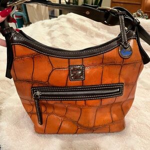 Dooney & Bourke Orange Croc-Embossed Shoulder Bag